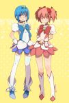  alternate_costume blue_eyes blue_hair bow color_connection cosplay cure_blossom cure_blossom_(cosplay) cure_marine cure_marine_(cosplay) gloves hair_bow heartcatch_precure! kaname_madoka magical_girl mahou_shoujo_madoka_magica matsu070193 miki_sayaka multiple_girls pink_eyes pink_hair precure short_hair short_twintails thigh-highs thighhighs twintails zettai_ryouiki 