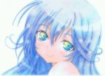  blue_eyes blue_hair denpa_onna_to_seishun_otoko godees head_tilt long_hair making_of signature smile solo touwa_erio traditional_media 