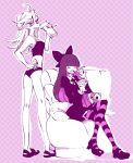  bow crossed_legs food hair_bow honekoneko_(psg) ice_cream long_hair milk multiple_girls panty_&amp;_stocking_with_garterbelt panty_(psg) sandals shinoasa siblings sisters sitting smile stocking_(psg) striped striped_legwear thigh-highs thighhighs 