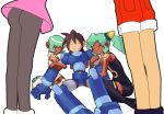  cling hein nervous pantyhose rock_volnutt rockman rockman_dash rockman_dash_2 roll_caskett sera_(rockman_dash) smile sweat tron_bonne yuna_(rockman_dash) 