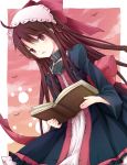  bad_id bird book brown_eyes brown_hair chain collar cranio dalian dantalian_no_shoka dutch_angle headdress lock lolita_fashion long_hair open_book padlock sky solo 