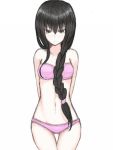  azure_luna bikini black_eyes black_hair braid long_hair navel original simple_background sketch solo swimsuit 