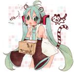 animal_ears blush box detached_sleeves hatsune_miku headset holding long_hair necktie open_mouth shinryo_rei shinryou_rei sleeves_past_wrists solo spring_onion tail tiger_ears tiger_tail twintails very_long_hair vocaloid whiskers 