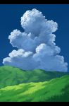  blue_sky cloud copyright_request grass hat highres hill landscape letterboxed no_humans sasaj scenery sky touhou 