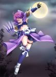  akechi_mitsuhide_(sengoku_otome) armor kunai midriff moon purple_hair sengoku_otome short_hair takatsukasa_yue weapon 