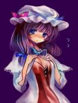  blue_eyes blush breasts hat long_hair patchouli_knowledge purple_hair solo touhou yutsuka yutsuka_(amyucca) 