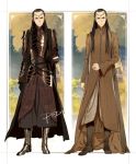  2boys armor artist_name black_hair dated dual_persona elf elrond long_hair lord_of_the_rings multiple_boys pointy_ears psd signature the_hobbit 