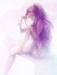  bare_legs barefoot frills hair_ornament heart kurokawa_ellen long_hair nigiri_henge precure purple_hair side_ponytail siren_(suite_precure) sitting skirt suite_precure vest 