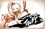  antenna_hair bandana barion don_(street_fighter) ibuki mechanical_pencil ninja pencil ponytail street_fighter street_fighter_iv tanuki torn_clothes 