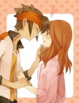  1girl blush brown_eyes brown_hair closed_eyes couple endou_mamoru eyes_closed heart inazuma_eleven inazuma_eleven_(series) inazuma_eleven_go jacket jewelry long_hair m730-zoso raimon_natsumi ring shima_(oasis) short_hair smile wedding_band wedding_ring 