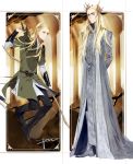  2boys artist_name blonde_hair bow_(weapon) crown dated elf father_and_son legolas long_hair multiple_boys pointy_ears psd signature the_hobbit thranduil weapon 