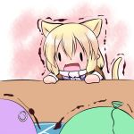  animal_ears balloon blonde_hair cat_ears cat_tail chibi extra_ears hoshizuki_(seigetsu) kemonomimi_mode mizuhashi_parsee open_mouth puru-see scarf solo tail touhou trembling water 