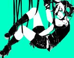  bad_id boots genda_koujirou gloves halftone hanging headphones high_heels inazuma_eleven inazuma_eleven_(series) inu_no_esa male monochrome necktie shiro_(reptil) shoes short_hair shorts simple_background solo spot_color 