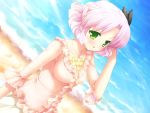  beach cafe_sourire dutch_angle frills game_cg gayarou green_eyes jewelry mizushima_kasumi natsume_eri necklace ocean pink_hair short_hair solo 