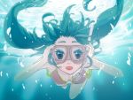  aqua_eyes aqua_hair artist_request bikini colored_eyelashes freediving gabaisuito-n goggles hatsune_miku long_hair solo source_request swimming swimsuit twintails underwater vocaloid water 