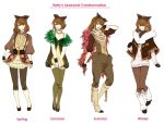  brown_hair earrings gloves jewelry leggings micho necklace pantyhose personification pokemon pokemon_(game) pokemon_black_and_white pokemon_bw sawsbuck seasons shawl thigh-highs thighhighs 