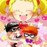  black_hair blonde_hair brown_hair dee_dee dexter dexter&#039;s_laboratory dexter's_laboratory glasses gloves lowres mandark necktie smile sunaosunao twintails 