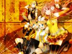  blue_eyes buzz candy detached_sleeves headphones kagamine_len kagamine_len_(append) kagamine_rin kagamine_rin_(append) lily_(vocaloid) lollipop nanase_kanon navel pink_hair red_eyes skirt thigh-highs thighhighs vocaloid vocaloid_append 