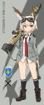  blue_eyes boots commentary commentary_request goggles gun head_wings machine_gun mg42 necktie ogitsune_(ankakecya-han) original strike_witches strike_witches_1991 tail tail_feathers uniform weapon wrench 