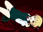  bad_id bare_legs blonde_hair dise hair_ribbon lying on_back red_eyes ribbon rumia short_hair skirt solo the_embodiment_of_scarlet_devil touhou vest youkai 