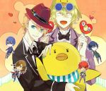  animal bird blonde_hair blue_eyes blue_hair brown_hair duck glasses hat heart hijirikawa_masato ichinose_tokiya ittoki_otoya jiku_(0128hirosi) jinguuji_ren kurusu_shou long_hair male multiple_boys red_eyes red_hair redhead shinomiya_natsuki short_hair uta_no_prince-sama 