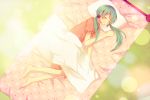 bad_id blanket closed_eyes eyes_closed green_hair hatsune_miku lying nigoru pillow sleeping solo twintails vocaloid 