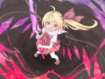  blonde_hair cicin fang flandre_scarlet hair_ribbon red_eyes ribbon side_ponytail solo the_embodiment_of_scarlet_devil touhou wings 