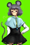  bespectacled capelet glasses grey_hair han_(jackpot) hand_on_hip jewelry mouse_ears mouse_tail nazrin pendant red_eyes short_hair smile solo tail touhou 