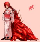  japanese_clothes kimono monster_girl nankinjouto red_hair redhead sandals standing 