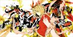  abstract adapted_costume blonde_hair casual colorful contemporary fur-trimmed fur_trim graffiti hair_bow lowlight_kirilenko profile short_hair solo toramaru_shou touhou yellow_eyes 