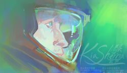  1boy astronaut beard beard_stubble facial_hair kiasherria male_focus project_hail_mary ryland_grace solo space spacesuit stubble upper_body 