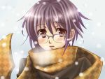  brown_eyes brown_hair coat glasses nagato_yuki nagato_yuki_(shoushitsu) ren_lowol scarf short_hair snow suzumiya_haruhi_no_shoushitsu suzumiya_haruhi_no_yuuutsu 