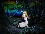  alice_(wonderland) blonde_hair blue_eyes forest hairband long_hair moyashi-style nature solo surreal tree 
