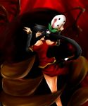  arakune bare_shoulders black_hair blazblue chinadress female glasses lao_jiu litchi_faye_ling long_hair ponytail takanon_(pixiv259581) 