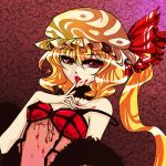  blood discharge_cycle flandre_scarlet hat lingerie ponytail red_eyes side_ponytail touhou underwear vampire 