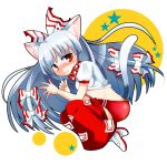  buruma cat_ears cat_tail circle collar fujiwara_no_mokou gym_uniform kemonomimi_mode star tail takamoto_akisa tears touhou 