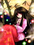 bamboo_forest black_hair forest houraisan_kaguya long_hair long_skirt moon nagyi nature night purple_eyes sitting skirt solo touhou very_long_hair violet_eyes