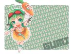  belt carrot goggles goggles_on_head green_eyes green_hair gumi headphones headset midriff perspective shiogoma skirt vocaloid 
