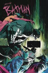  1boy absolute_batman absolute_dc axe back_spikes bat_mask batman batman_(absolute_dc) batman_symbol battle_axe belt bodysuit clay_mann commentary dc_comics english_commentary grey_bodysuit highres lifting_object male_focus multicolored_suit muscular muscular_male solo superhero_costume taut_bodysuit taut_clothes two-tone_suit utility_belt weapon 