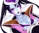  armor black_hair breasts cleavage crossed_arms dragon_ball dragon_ball_z dragonball_z drawr fingernails frieza genderswap hat lipstick makeup red_eyes translation_request twintails 