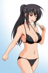  bare_shoulders bikini black_hair breasts cleavage kawakami_momoyo maji_de_watashi_ni_koi_shinasai! popsicle red_eyes solo swimsuit 