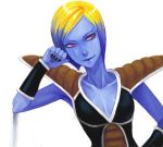  armor blue_skin breasts burter cleavage dragon_ball dragon_ball_z dragonball_z drawr genderswap ginyu_force lips lipstick makeup multicolord_hair multicolored_hair red_eyes short_hair solo two-tone_hair 