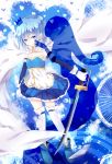  bad_id blue_eyes blue_hair cape crown gloves magical_girl mahou_shoujo_madoka_magica mermaid miki_sayaka monster_girl multiple_girls nonaka short_hair silhouette sword thigh-highs thighhighs weapon white_gloves white_legwear zettai_ryouiki 