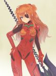  blue_eyes bodysuit evangelion:_3.0_you_can_(not)_redo frown highres ladybird8n neon_genesis_evangelion orange_hair plugsuit rebuild_of_evangelion shikinami_asuka_langley simple_background solo soryu_asuka_langley souryuu_asuka_langley weapon 