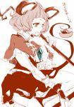  animal_ears basket capelet jewelry monochrome mouse mouse_ears mouse_tail nazrin pendant shinoasa short_hair solo tail touhou 