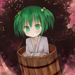  amakaze_sora bucket child girl_in_bucket green_eyes green_hair hair_bobbles hair_ornament in_bucket in_container kisume lowres short_hair short_twintails solo touhou twintails 
