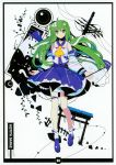  absurdres detached_sleeves frog green_eyes green_hair highres ideolo kochiya_sanae long_hair smile snake solo touhou 