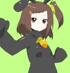  animal_costume animal_ears bad_id blush braid brown_eyes brown_hair bunny_costume bunny_ears carrot dta209 green_background hair_ornament hairclip kaburagi_kaede one_side_up side_ponytail simple_background solo tiger_&amp;_bunny 