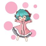  animal_ears blush closed_eyes dress eyes_closed green_hair kasodani_kyouko open_mouth outstretched_arms seki514 short_hair smile solo spread_arms touhou 
