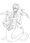 breasts claws crossed_arms dx8493489 extra_arms lineart monster_girl multiple_arms ravener simple_background snake tail trygon tyranid warhammer_40k 
